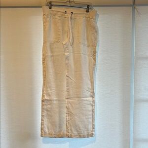 White Linen Athleta Drawstring Pants